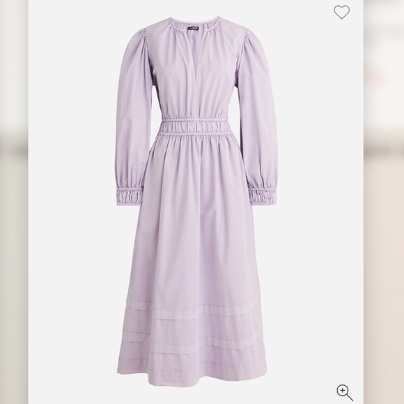 J Crew Long-sleeve Smocked-waist Midi Dress Tiered Lilac Large Cottagecore - Picture 2 of 8